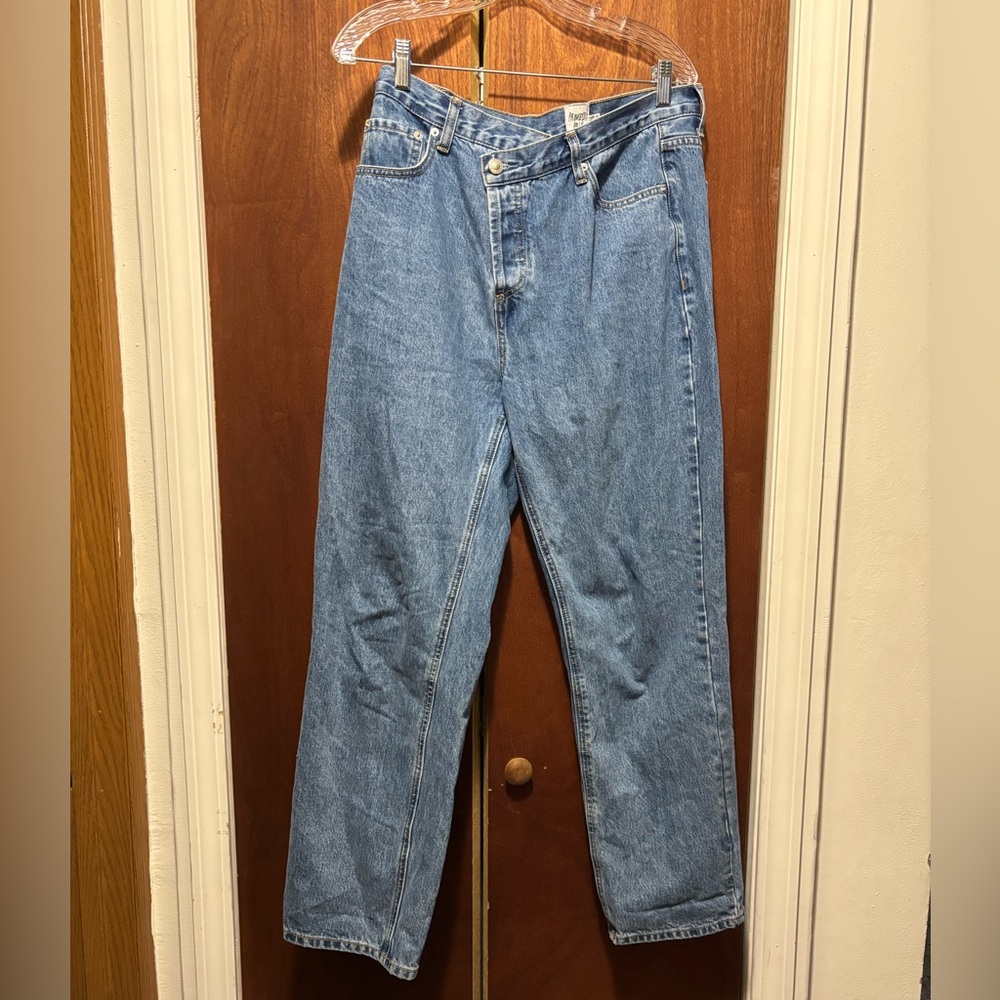 Princess Polly Light Blue High-Rise Straight Leg Jeans